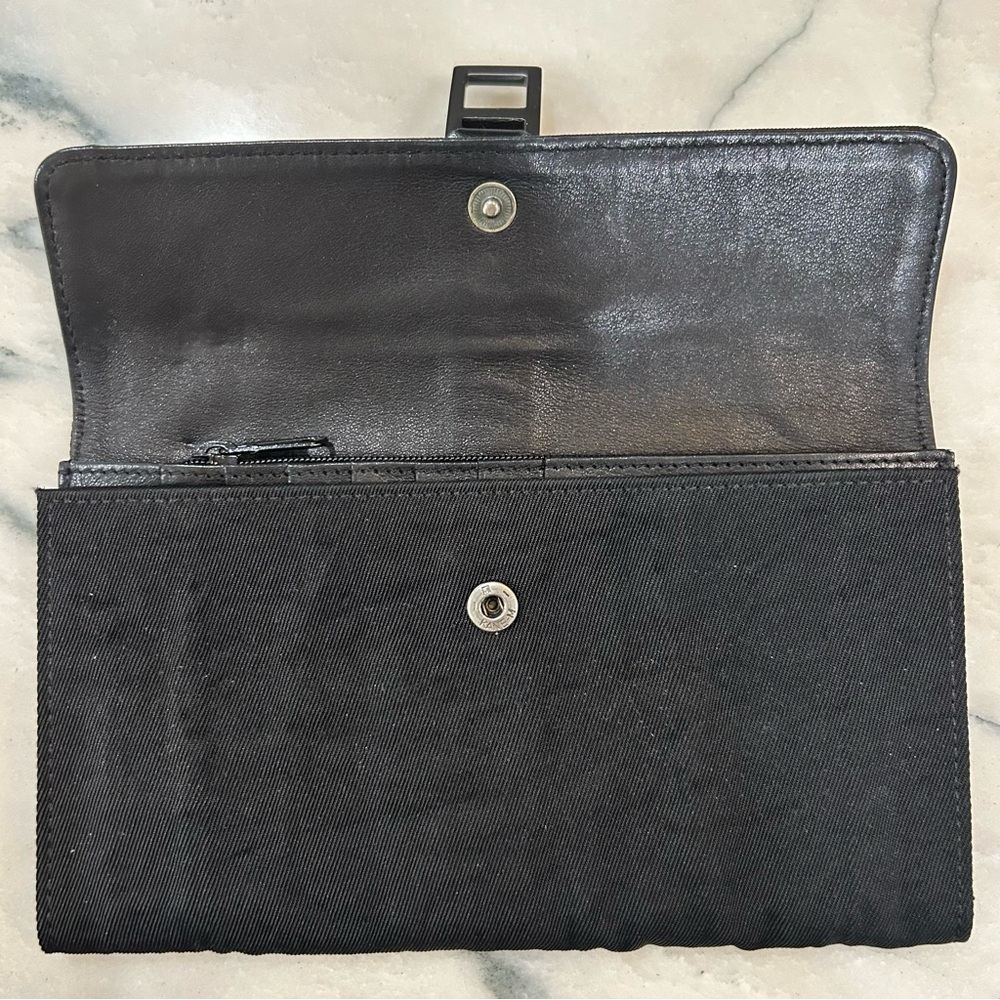 DKNY Black Twill & Leather Vintage Wallet Clutch – Y2K Era - Picture 3 of 12